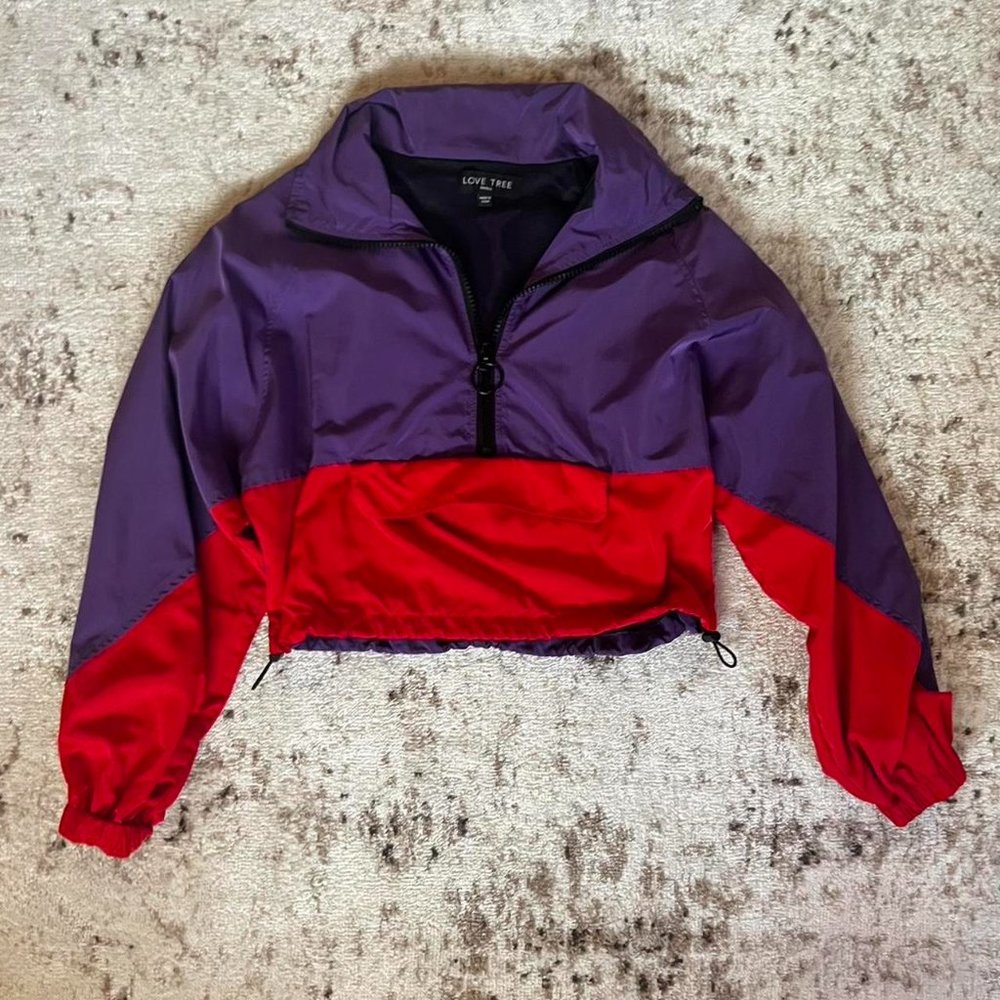 Purple & Red Windbreaker Pullover
